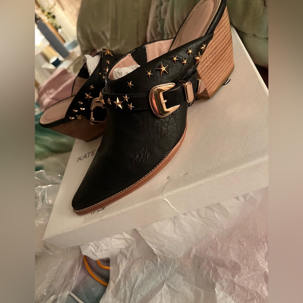 Matisse X Kate Bosworth Judith black star studded buckle mule